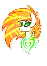 Size: 1050x1450 | Tagged: safe, artist:neon line, oc, oc only, oc:whitefull wave, pony, bust, female, green eyes, mare, multicolored hair, simple background, sketch, smiling, solo, transparent background