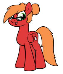 Size: 959x1127 | Tagged: safe, artist:moonatik, oc, oc only, oc:moonatik, pegasus, pony, :p, glasses, hair bun, male, silly, simple background, solo, stallion, tongue out, transparent background, white outline
