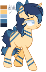 Size: 848x1320 | Tagged: safe, artist:littlepaletteadopts, oc, oc only, oc:summer rain (ice1517), pony, unicorn, bow, female, hair bow, mare, markings, reference sheet, simple background, solo, tail bow, transparent background