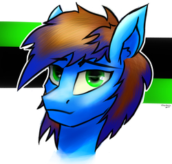 Size: 3411x3248 | Tagged: safe, artist:samdrmlp, oc, oc:crizstorm, pegasus, pony, blue, bust, colored, green eyes, high res, simple background