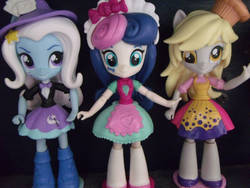 Size: 1280x960 | Tagged: safe, artist:teamlpsandacnl, bon bon, derpy hooves, sweetie drops, trixie, equestria girls, g4, doll, equestria girls minis, irl, photo, toy