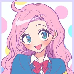 Size: 600x600 | Tagged: safe, pinkie pie, human, equestria girls, g4, anime, beautiful, bowtie, bust, cute, diapinkes, female, humanized, looking at you, open mouth, portrait, solo, かわいいおんなのこメーカー