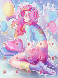 Size: 1200x1617 | Tagged: dead source, safe, artist:mulberry, pinkie pie, equestria girls, g4, balloon, beautiful, clothes, female, midriff, miniskirt, pleated skirt, shirt, shoes, short shirt, skirt, socks, solo