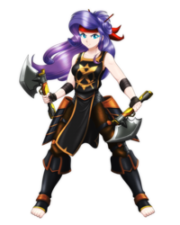 Size: 4000x5000 | Tagged: safe, artist:danmakuman, rarity, human, g4, armpits, axe, barefoot, battle axe, clothes, commission, dual wield, fantasy class, feet, female, humanized, simple background, solo, transparent background, warrior, weapon