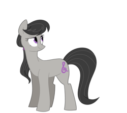 Size: 2614x2332 | Tagged: safe, artist:yaco, octavia melody, earth pony, pony, g4, alternate hairstyle, female, high res, looking back, mare, ponytail, simple background, smiling, solo, white background