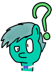 Size: 805x1080 | Tagged: safe, artist:spaghettido, oc, oc only, oc:frost spark, pony, bowtie, bust, puzzled, question mark, simple, simple background, solo, transparent background