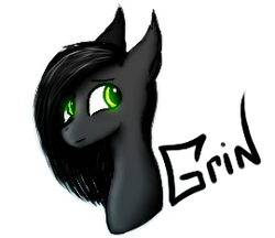 Size: 270x233 | Tagged: safe, artist:dave_sherk, oc, oc only, oc:grin hound, earth pony, original species, pegasus, pony, unicorn, black hair, blurry, bust, clone, female, green eyes, male, mare, shapeshifter, simple, simple background, smiling, solo, stallion, text, transformation, transgender transformation, white background