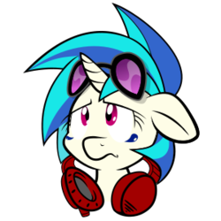 Size: 300x300 | Tagged: safe, artist:dfectivedvice, artist:quent0s, dj pon-3, vinyl scratch, pony, unicorn, g4, bust, crying, female, glasses, headphones, mare, sad, simple background, solo, transparent background