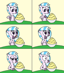 Size: 2879x3240 | Tagged: safe, artist:blackrhinoranger, silverstream, g4, comic, eating, ed edd n eddy, food, high res, oatmeal, oats, spoon, will work for ed