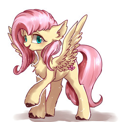 Size: 2500x2500 | Tagged: dead source, safe, artist:llllllllleft, fluttershy, pegasus, pony, g4, cute, female, high res, mare, shyabetes, solo