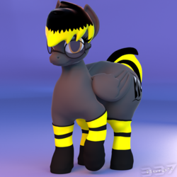 Size: 1440x1440 | Tagged: safe, artist:durpy337, oc, oc only, oc:durpy, pegasus, pony, 3d, blender, clothes, femboy, glasses, large butt, male, render, socks, solo, the ass was fat, thick
