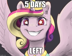Size: 647x500 | Tagged: safe, artist:silfoe, edit, princess cadance, alicorn, pony, g4, alternate hairstyle, alternate universe, caption, cute, cutedance, excited, holiday, image macro, oh no, princess of love, shipper on deck, smiling, starry eyes, text, valentine's day, wingding eyes