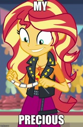 Size: 500x764 | Tagged: safe, edit, edited screencap, screencap, sunset shimmer, smeargle, equestria girls, equestria girls series, g4, rollercoaster of friendship, cropped, cute, faic, female, geode of empathy, gollum, lord of the rings, magical geodes, meme, reference, shimmerbetes, smiling, this will end in insanity, ticket