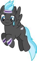 Size: 3653x6000 | Tagged: safe, artist:chainchomp2, thunderclap, pegasus, pony, g4, it ain't easy being breezies, absurd resolution, background pony, flying, headband, hoofband, looking down, male, not thunderlane, simple background, solo, stallion, transparent background, vector