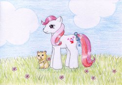 Size: 1220x851 | Tagged: safe, artist:normaleeinsane, plumsweet, pony, g4, flower, solo, traditional art