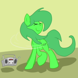 Size: 3000x3000 | Tagged: safe, artist:bigmackintosh, oc, oc only, oc:chic pea, pony, dancing, high res, music, radio