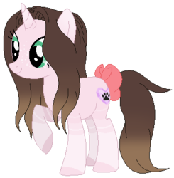 Size: 351x358 | Tagged: safe, artist:cindystarlight, oc, oc only, oc:cindy, pony, unicorn, bow, female, mare, paw prints, raised hoof, simple background, solo, tail bow, transparent background