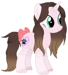 Size: 333x370 | Tagged: safe, artist:cindystarlight, oc, oc only, oc:cindy, pony, unicorn, bow, female, mare, paw prints, simple background, solo, tail bow, transparent background