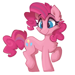 Size: 2000x2000 | Tagged: dead source, safe, artist:saxopi, pinkie pie, earth pony, pony, g4, chest fluff, cute, diapinkes, ear fluff, female, high res, mare, raised hoof, simple background, smiling, solo, white background