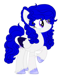 Size: 1024x1261 | Tagged: safe, artist:seaswirlsyt, oc, oc only, oc:sea swirls, pegasus, pony, blue hair, blue mane, blue tail, female, folded wings, mare, raised hoof, scar, simple background, solo, teary eyes, transparent background, two toned wings, white coat, wings