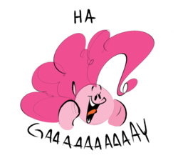 Size: 1169x1066 | Tagged: safe, artist:hattsy, pinkie pie, earth pony, pony, g4, bust, dialogue, female, ha gay, head, mare, meme, open mouth, ponk, simple background, smiling, solo, tongue out, white background, yelling