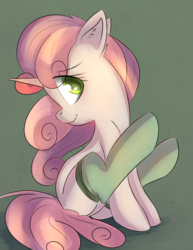 Size: 1871x2423 | Tagged: safe, artist:autumnvoyage, sweetie belle, pony, g4, clothes, colored pupils, cute, diasweetes, ear fluff, female, filly, profile, smiling, solo, stockings, thigh highs, turned head