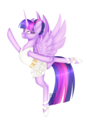 Size: 3000x4000 | Tagged: safe, artist:minelvi, twilight sparkle, alicorn, pony, g4, ballerina, clothes, ear fluff, female, frog (hoof), hoofbutt, lidded eyes, mare, shoes, simple background, smiling, solo, spread wings, transparent background, tutu, twilarina, twilight sparkle (alicorn), underhoof, wings