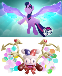 Size: 974x1190 | Tagged: safe, twilight sparkle, alicorn, pony, g4, rainbow roadtrip, colored wings, comparison, female, kirby (series), mare, marx, movie accurate, multicolored wings, rainbow wings, solo, spread wings, super smash bros. ultimate, twilight sparkle (alicorn), wing bling, wings