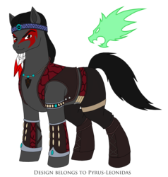 Size: 1673x1756 | Tagged: safe, artist:pyrus-leonidas, earth pony, pony, series:mortal kombat:defenders of equestria, clothes, crossover, face paint, feather, male, mortal kombat, nightwolf, ponified, simple background, solo, stallion, transparent background