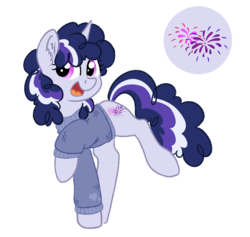 Size: 934x884 | Tagged: safe, artist:ruushiicz, oc, oc only, oc:straylight, pony, unicorn, bio in description, clothes, cutie mark, female, magical lesbian spawn, mare, offspring, parent:pinkie pie, parent:twilight sparkle, parents:twinkie, simple background, solo, sweater, white background