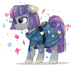 Size: 640x586 | Tagged: safe, artist:ruebarble, maud pie, earth pony, pony, g4, confetti, cute, cutie mark, female, mare, maudabetes, profile, simple background, solo, transparent background