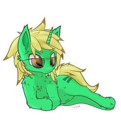 Size: 800x800 | Tagged: safe, artist:lexifyrestar, oc, oc only, pony, pony town, chest fluff, equal cutie mark, glasses, lying down, on side, solo, sunglasses