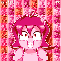 Size: 1024x1024 | Tagged: safe, artist:theratedrshimmer, oc, oc:pink ghost, pegasus, pony, cute, excited, female, food, gummy bears, looking up, pegasus oc, pixel art