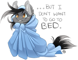 Size: 2228x1712 | Tagged: safe, artist:kez, oc, oc only, pony, ..., blanket, colt, cute, ear fluff, grin, looking up, male, ocbetes, sitting, smiling, solo, squishy cheeks, text, wrapped up