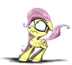 Size: 1500x1353 | Tagged: safe, artist:chopsticks, fluttershy, pony, g4, cheek fluff, chest fluff, cute, ear fluff, female, filly, hoof fluff, looking up, scared, shyabetes, simple background