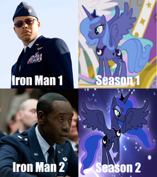 Size: 615x692 | Tagged: safe, edit, edited screencap, screencap, princess luna, pony, bloom & gloom, friendship is magic, g4, season 1, season 2, comparison, cropped, don cheadle, iron man, iron man 2, james rhodes, marvel cinematic universe, s1 luna, slowpoke, terrence howard, war machine