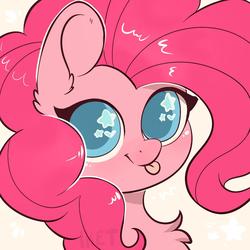 Size: 1024x1024 | Tagged: safe, artist:kebchach, pinkie pie, earth pony, pony, :p, bust, chest fluff, cute, diapinkes, female, heart eyes, looking at you, mare, portrait, silly, solo, starry eyes, stars, tongue out, wingding eyes