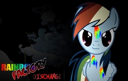 Size: 1900x1200 | Tagged: safe, artist:browny-flankbook, rainbow dash, pegasus, pony, fanfic:rainbow factory, g4, blood, cloudsdale, female, grin, liquid rainbow, looking at you, mare, rainbow, rainbow blood, rainbow factory dash, smiling, solo, spectra, wallpaper