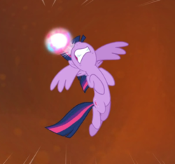 Size: 733x685 | Tagged: safe, screencap, twilight sparkle, alicorn, pony, g4, season 4, twilight's kingdom, charging, cropped, female, flying, furious, glowing horn, gritted teeth, horn, magic, nose in the air, solo, spread wings, super saiyan princess, twilight sparkle (alicorn), wings