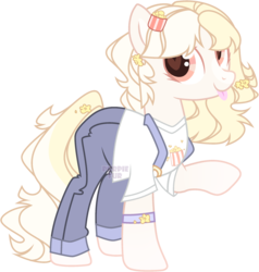 Size: 2243x2357 | Tagged: safe, artist:rerorir, oc, oc only, earth pony, pony, clothes, cute, female, high res, mare, overalls, shirt, simple background, solo, transparent background, watermark