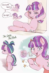 Size: 827x1224 | Tagged: safe, artist:yakieringi014, starlight glimmer, pony, unicorn, g4, the cutie re-mark, egalitarianism, female, filly, filly starlight glimmer, levitation, looking at you, magic, mare, open mouth, s5 starlight, self-levitation, starlight says bravo, telekinesis, welcome home twilight, younger