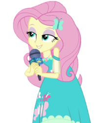 Size: 1536x1846 | Tagged: safe, edit, edited screencap, editor:lonely fanboy48, screencap, fluttershy, best in show: the pre-show, equestria girls, g4, my little pony equestria girls: better together, background removed, clothes, cute, eyeshadow, lidded eyes, makeup, microphone, simple background, transparent background, vector