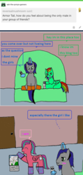Size: 1022x2143 | Tagged: safe, artist:ask-luciavampire, oc, pegasus, pony, unicorn, tumblr:ask-the-pony-gamers, 1000 hours in ms paint, ask, game, tumblr
