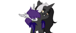 Size: 460x200 | Tagged: safe, artist:urpone, oc, oc only, oc:aishu, oc:magnu, pony, biting, hug, looking at each other, magshu, one eye closed, pixel art