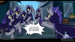 Size: 1500x837 | Tagged: safe, artist:cosmalumi, pony, tumblr:ask queen moon, night guard