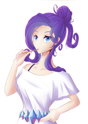 Size: 1351x1912 | Tagged: safe, artist:patty-plmh, rarity, human, g4, clothes, female, humanized, simple background, solo