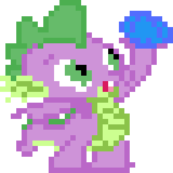 Size: 960x960 | Tagged: safe, artist:joeydr, derpibooru exclusive, spike, dragon, g4, holding, male, open mouth, pixel art, simple background, transparent background