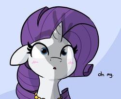 Size: 771x632 | Tagged: safe, artist:tjpones edits, edit, edited edit, rarity, pony, unicorn, g4, blushing, bust, circle game, cropped, edit of an edit of an edit, female, frown, horn, jewelry, mare, offscreen character, ok hand sign, open mouth, shocked, solo, when you see it, wide eyes, 👌