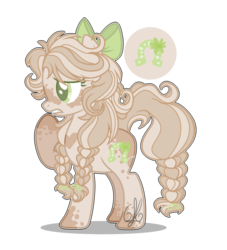 Size: 2160x2376 | Tagged: safe, artist:6-fingers-lover, oc, oc only, oc:lucky hoof, earth pony, pony, bow, braid, female, hair bow, high res, mare, offspring, parent:applejack, parent:trouble shoes, parents:troublejack, simple background, solo, transparent background