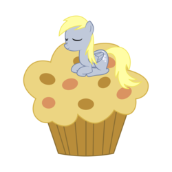 Size: 2161x2161 | Tagged: safe, artist:sciencesean, derpy hooves, pegasus, pony, g4, cute, derpy day, derpy day 2019, eyes closed, female, floating, giant muffin, high res, mare, ponyloaf, simple background, sleeping, solo, transparent background, vector